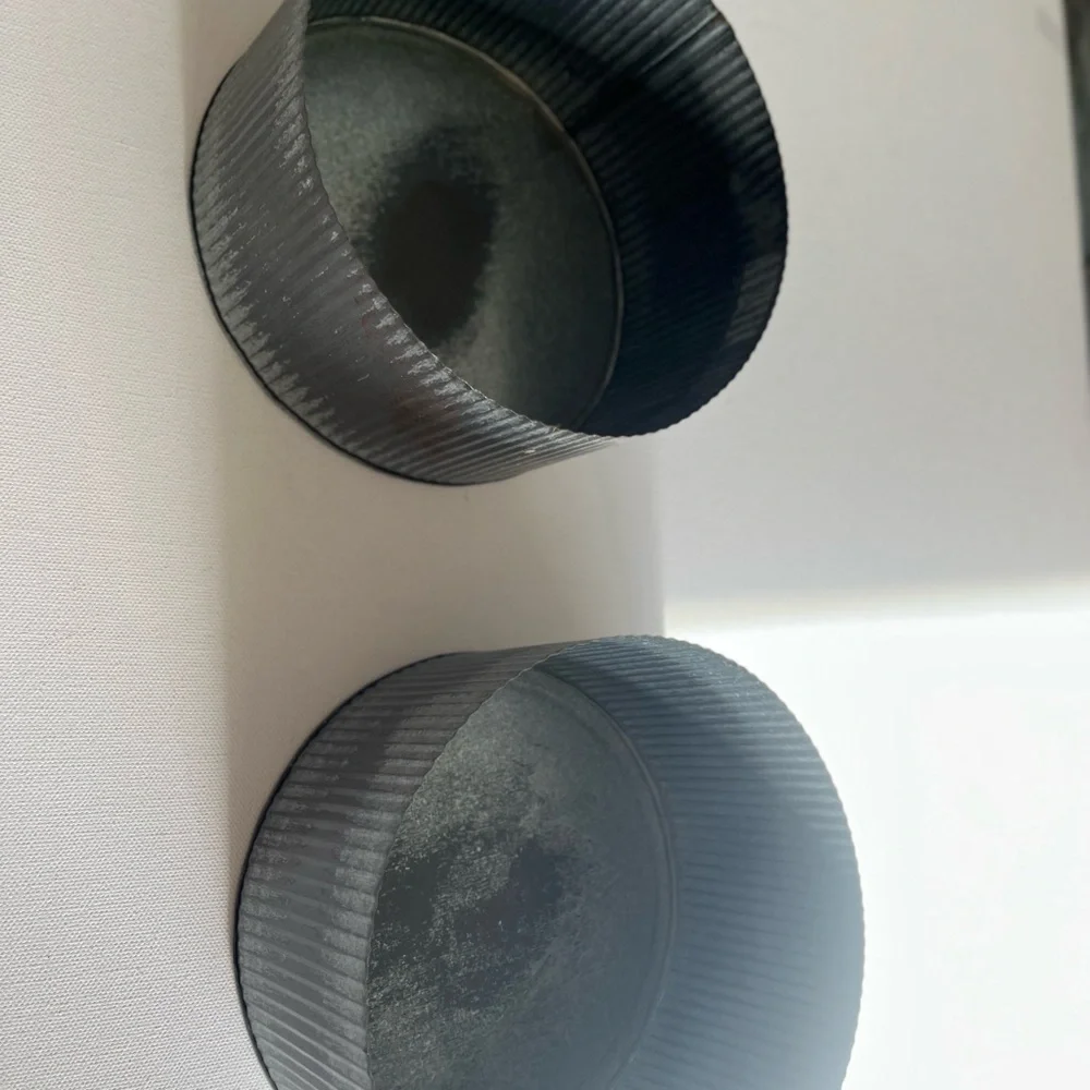 Two Ribbed Metal Round Bowl Containers - Picture 3 of 12